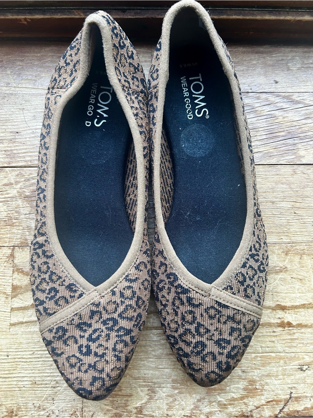 TOMS Katie Pointed Women’s Leopard Print Knit Flats Size 6.5